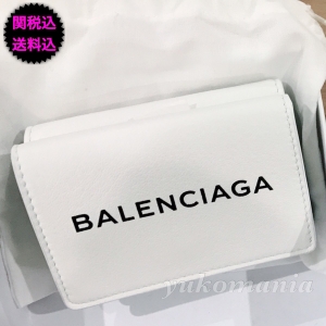 BALENCIAGA ペーパー ミニウォレット WHITExBLACK ロゴ BALENCIAGA 折りたたみ財布